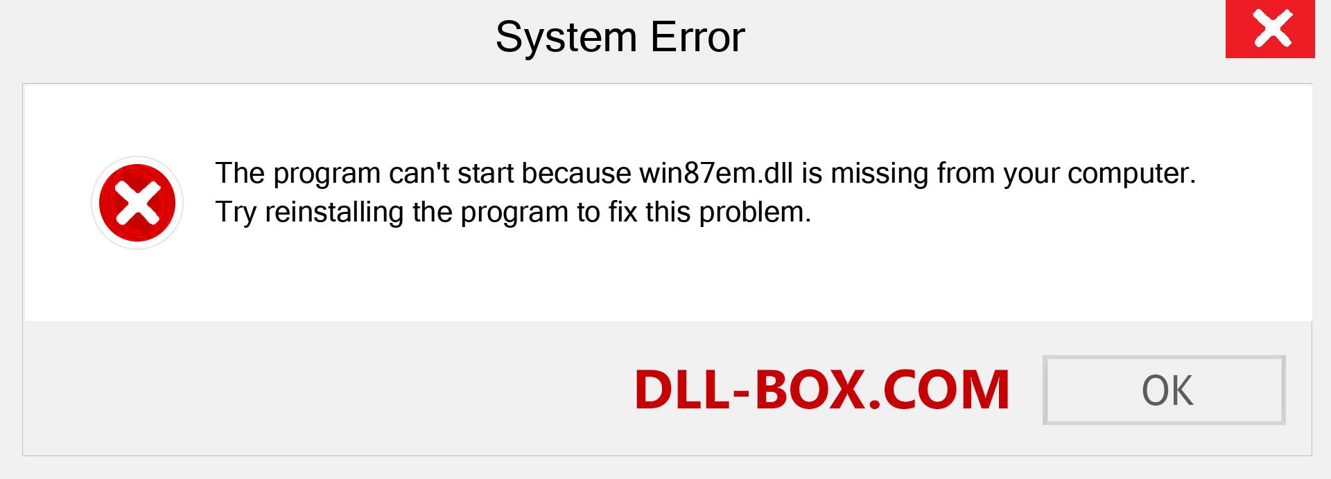  win87em.dll file is missing?. Download for Windows 7, 8, 10 - Fix  win87em dll Missing Error on Windows, photos, images